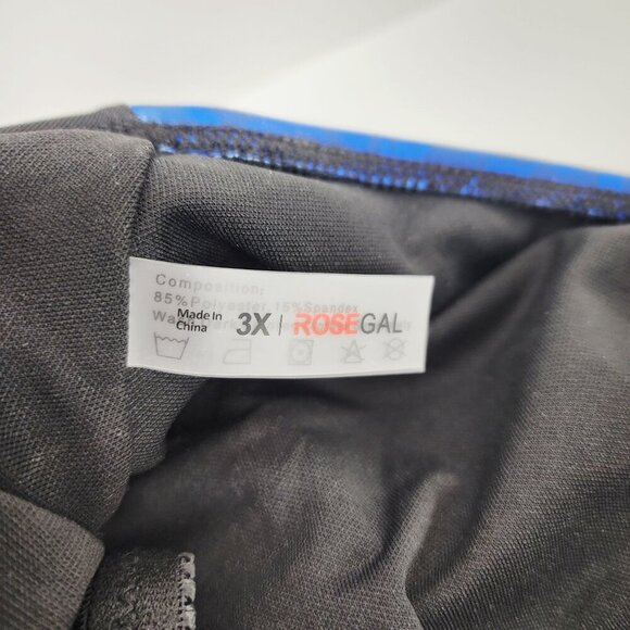 Plus Size 3X Rosegal Womens 2-Piece Tankini Set kull Wings Print Blue Black - Picture 2 of 7